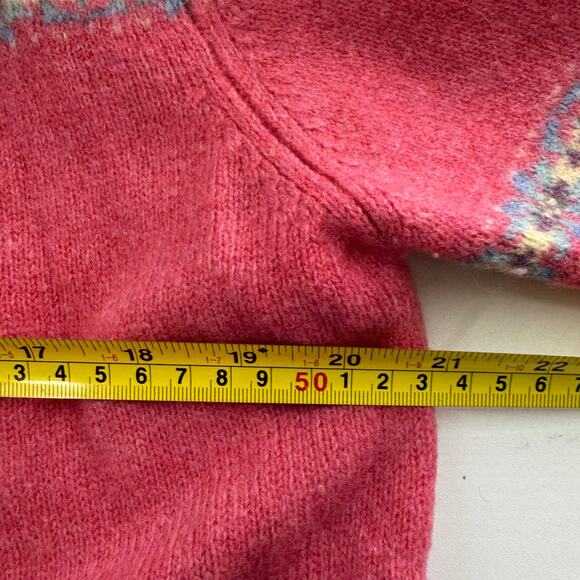 Vtg y2K Susan Bristol Cardigan Women XL Wool Sweater Cottage Core Flowers Pink - Picture 5 of 7
